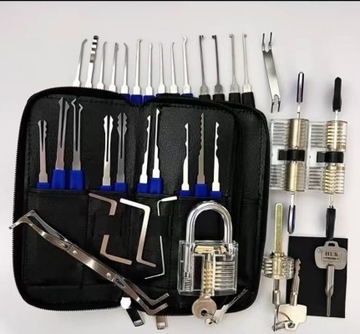 Anti-Rust Locksmith Tool Set with Fingerprint Unlock and 3 Transparent Padlocks for Professional Use