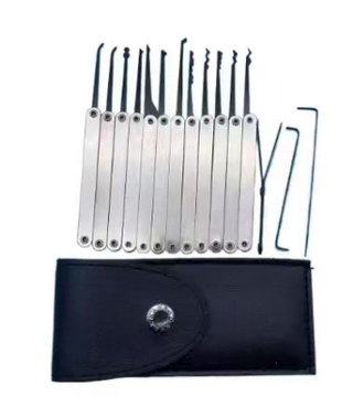 Transparent Steel 15 Pcs Lock Pick Set for Professional Locksmith Tools and Practice Lock Picking