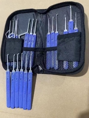 17Pcs Professional Locksmith Tools Transparent Lock Kit with Broken Key Extractor and Removing Hooks