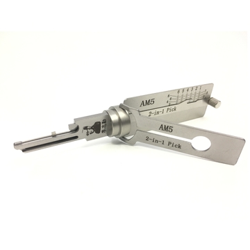 2-in-1 Lishi AM5 Decoder and Pick Locksmith Tool for Civil Lock Vehicle Keys with Metal Construction